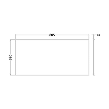 [BFWT2380] 800 WORKTOP (805x390x18mm) - Technical Drawing