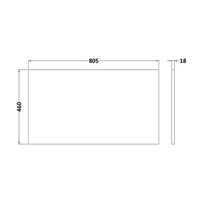 [BFWT30860] 800 Worktop (805x460x18mm) - Technical Drawing