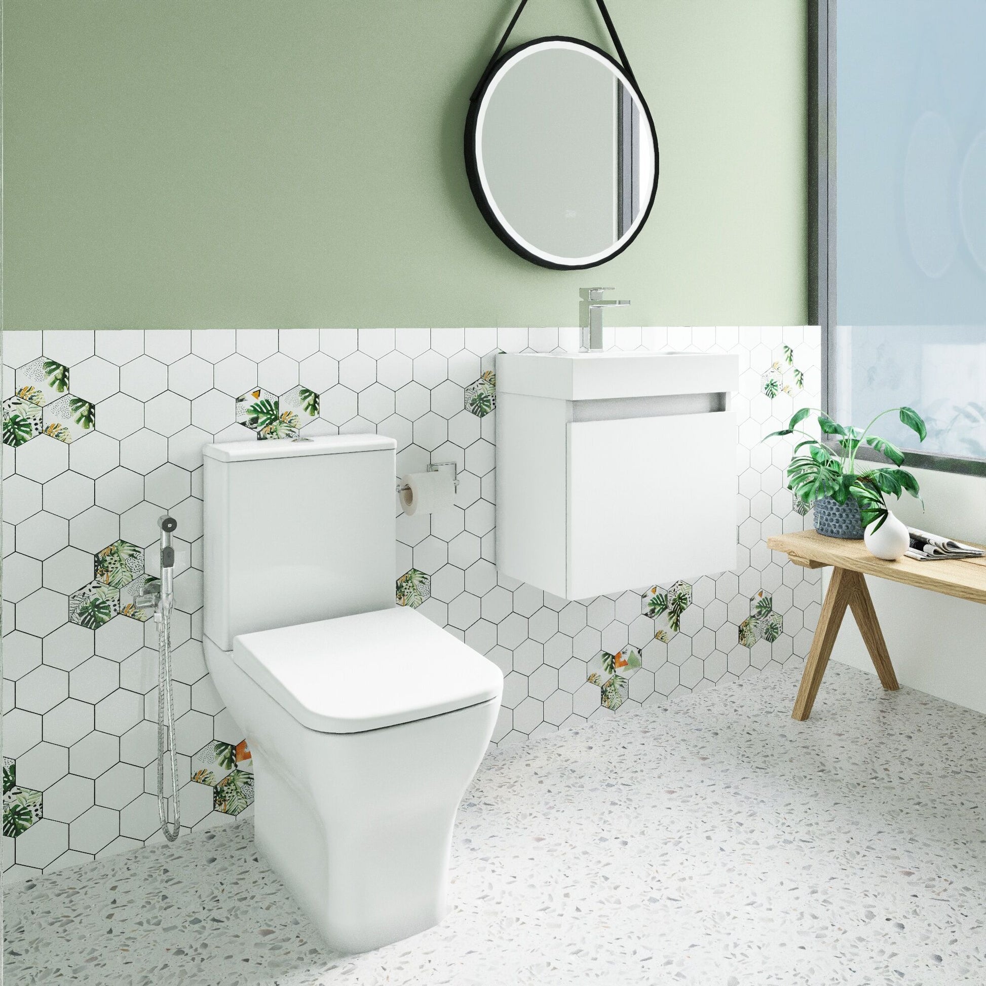 [BFZCH001] Cloakroom Suite - Vanity Unit, Tap and Toilet - White/Chrome - Lifestyle 3