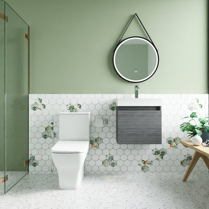 [BFZCH003] Cloakroom Suite - Vanity Unit, Tap and Toilet - Grey/Brass - Lifestyle 1