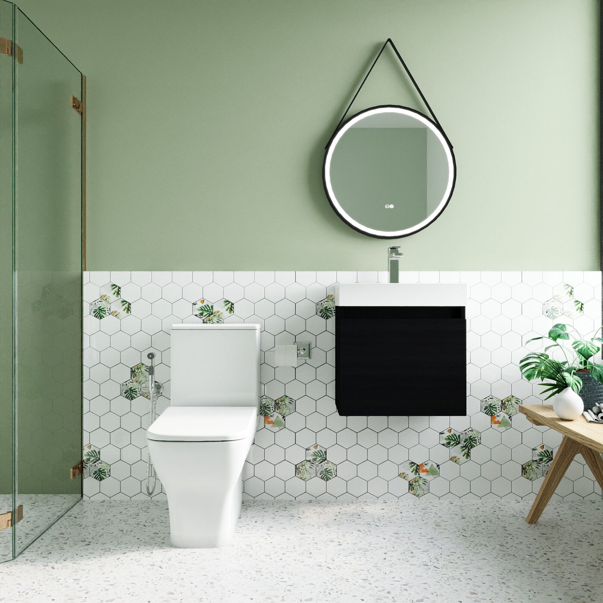 [BFZCH004] Cloakroom Suite - Vanity Unit, Tap and Toilet Set - Charcoal Black/Chrome - Lifestyle 1