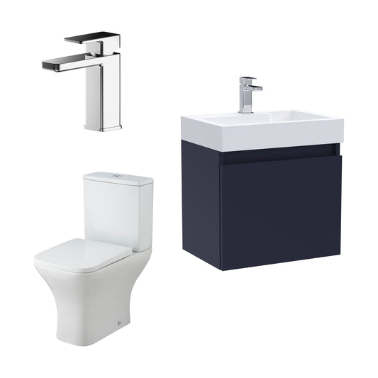 [BFZCH008] Cloakroom Suite - Vanity Unit, Tap and Toilet Set - Electric Blue/Chrome - Cutout