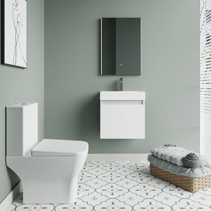 [BFZCH010] Cloakroom Suite - Slimline Vanity Unit, Tap and Toilet - Gloss White/Chrome - Lifestyle 1