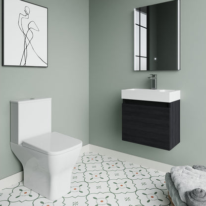 [BFZCH013] Cloakroom Suite - Slimline Vanity Unit, Tap and Toilet - Charcoal Black/Chrome - Lifestyle 3
