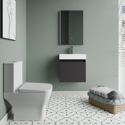 [BFZCH015] Cloakroom Suite - Slimline Vanity Unit, Tap and Toilet - Gloss Grey/Chrome - Lifestyle 1