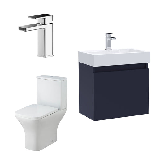 [BFZCH017] Cloakroom Suite - Slimline Vanity Unit, Tap and Toilet - Electric Blue/Chrome - Cutout