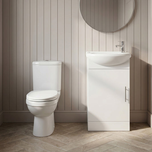 [BFZOR003] Hamstall Cloakroom Suite - Vanity Unit, Toilet and Toilet Seat - Gloss White - Silo