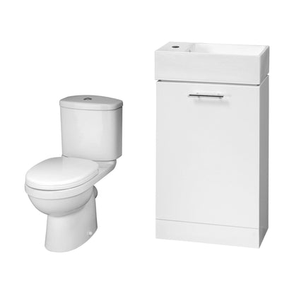 [BFZOR004] Cloakroom Suite - Floor Standing Vanity and Toilet Set - Gloss White - Cutout