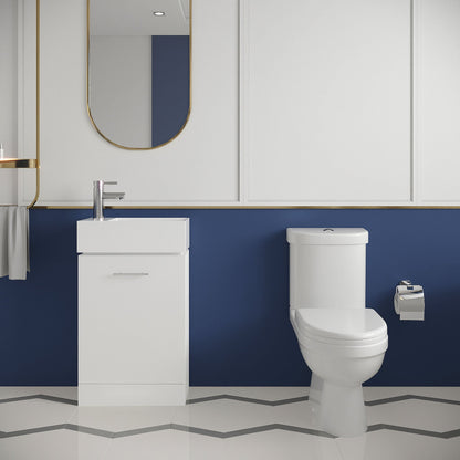 [BFZOR004] Cloakroom Suite - Floor Standing Vanity and Toilet Set - Gloss White - Lifestyle 1