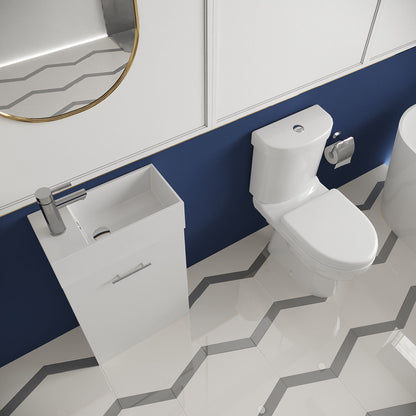 [BFZOR004] Cloakroom Suite - Floor Standing Vanity and Toilet Set - Gloss White - Lifestyle 2