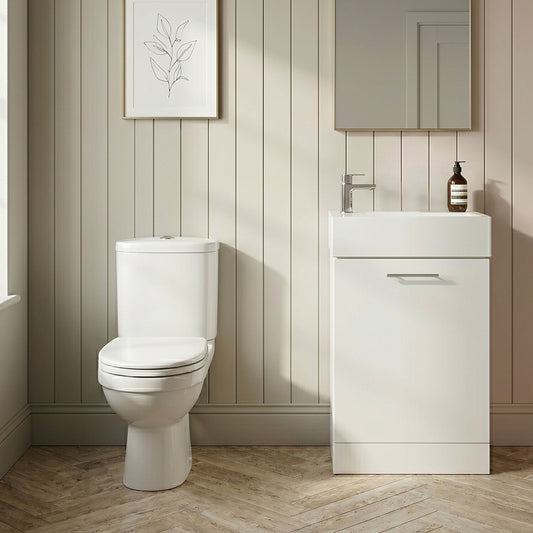 [BFZOR004] Hamstall Cloakroom Suite - Floor Standing Vanity and Toilet Set - Gloss White - Silo