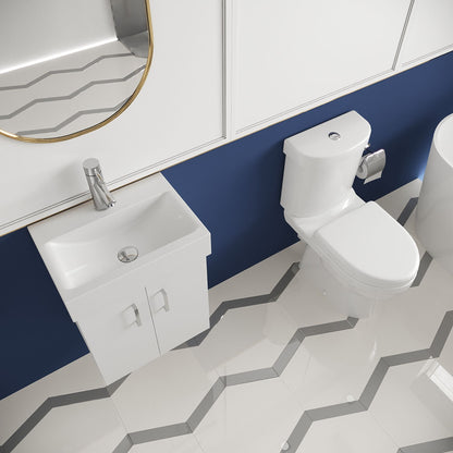 [BFZOR006] Orbit Cloakroom Bundle - Wall Hung Vanity Basin Unit, Toilet Pan, Cistern & Seat (Tap Not Included) - Gloss White - Balterley - Lifestyle 2