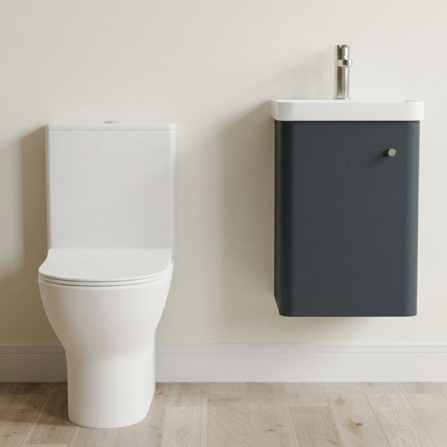 [BFZRC002] Flashbrook Wall Hung Cloakroom Set, Vanity Basin Unit, Toilet & Mono Basin Mixer Tap - Silo