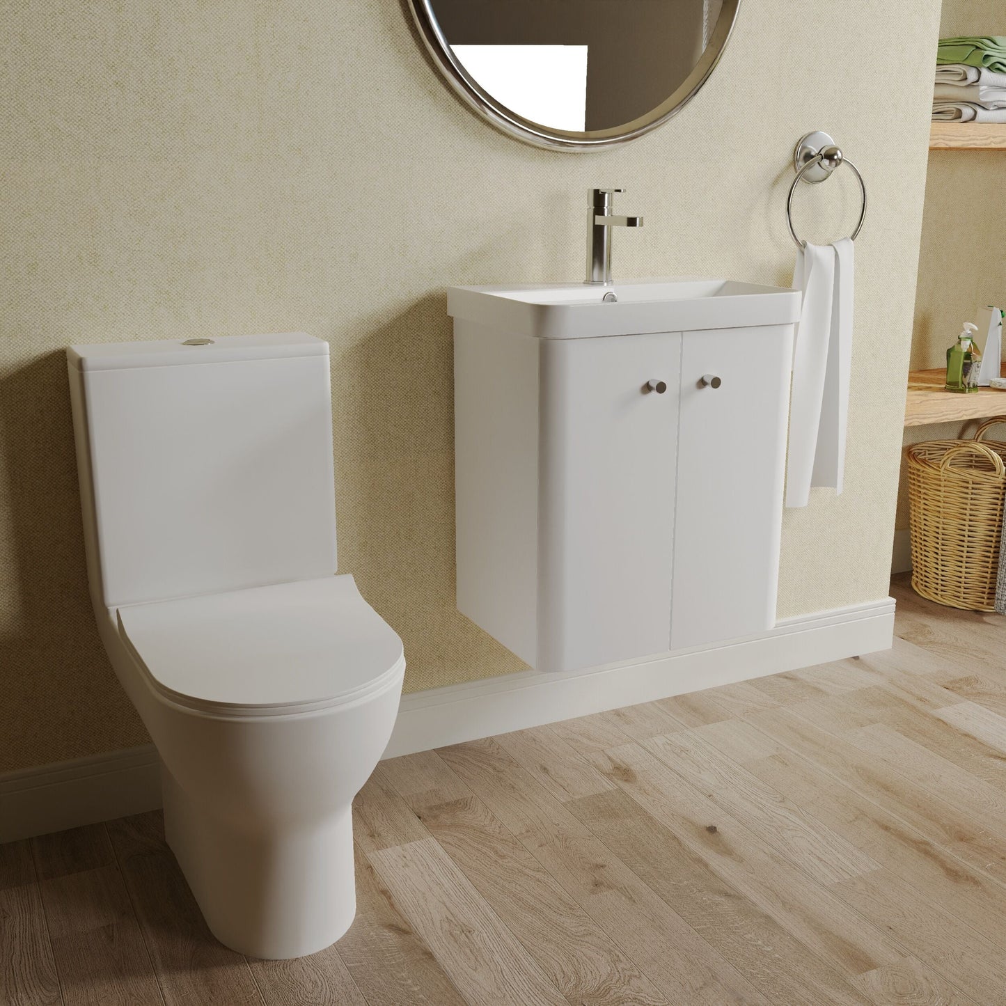 [BFZRC004] Flashbrook Wall Hung Cloakroom Set, Vanity Basin Unit, Toilet & Mono Basin Mixer Tap - Lifestyle 3