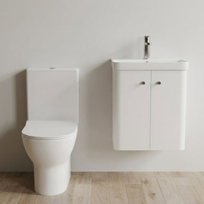 [BFZRC004] Flashbrook Wall Hung Cloakroom Set, Vanity Basin Unit, Toilet & Mono Basin Mixer Tap - Silo