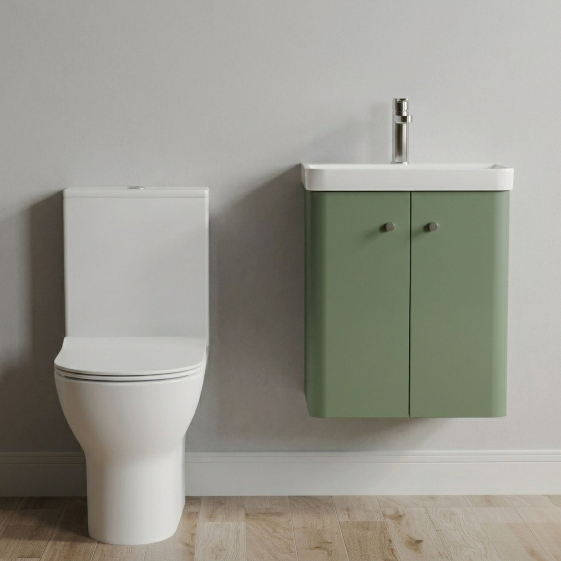 [BFZRC006] Flashbrook Wall Hung Cloakroom Set, Vanity Basin Unit, Toilet & Mono Basin Mixer Tap - Silo
