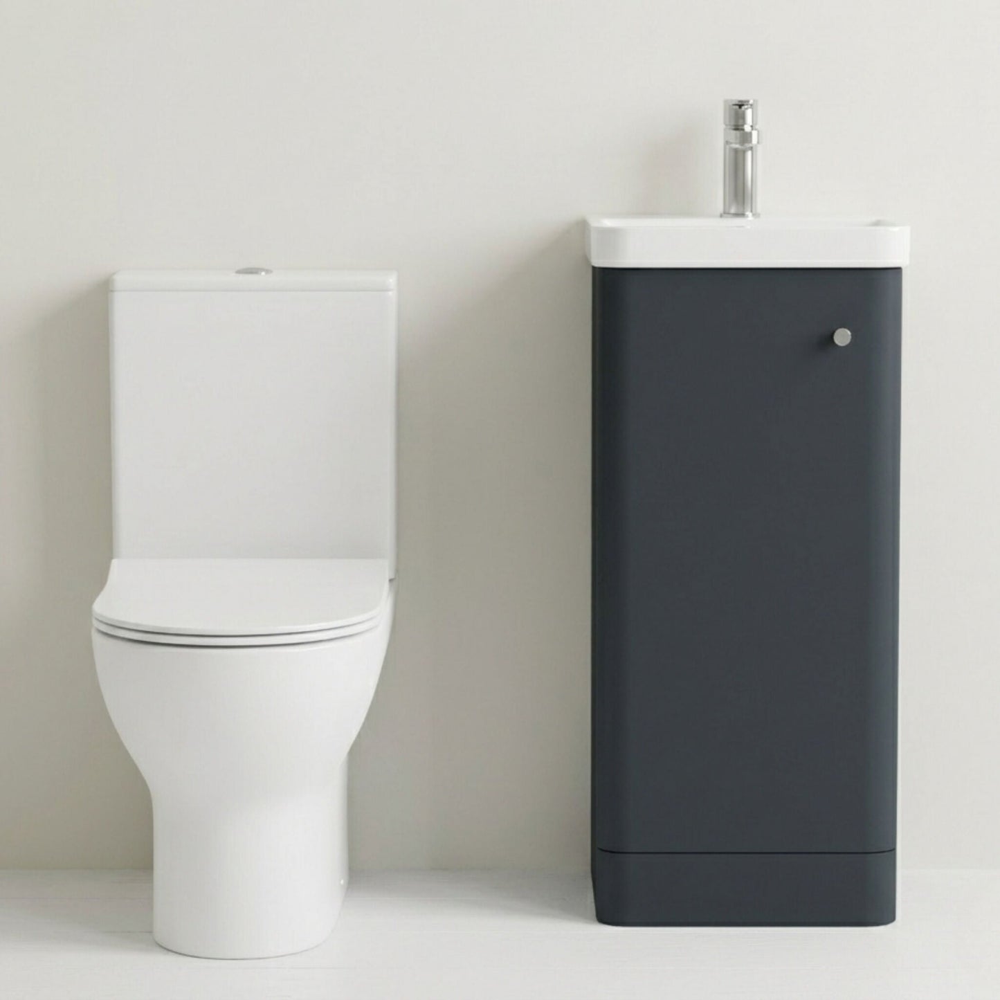 [BFZRC011] Flashbrook Floor Standing Cloakroom Set, Vanity Basin Unit, Toilet & Mini Mono Basin Mixer Tap - Silo