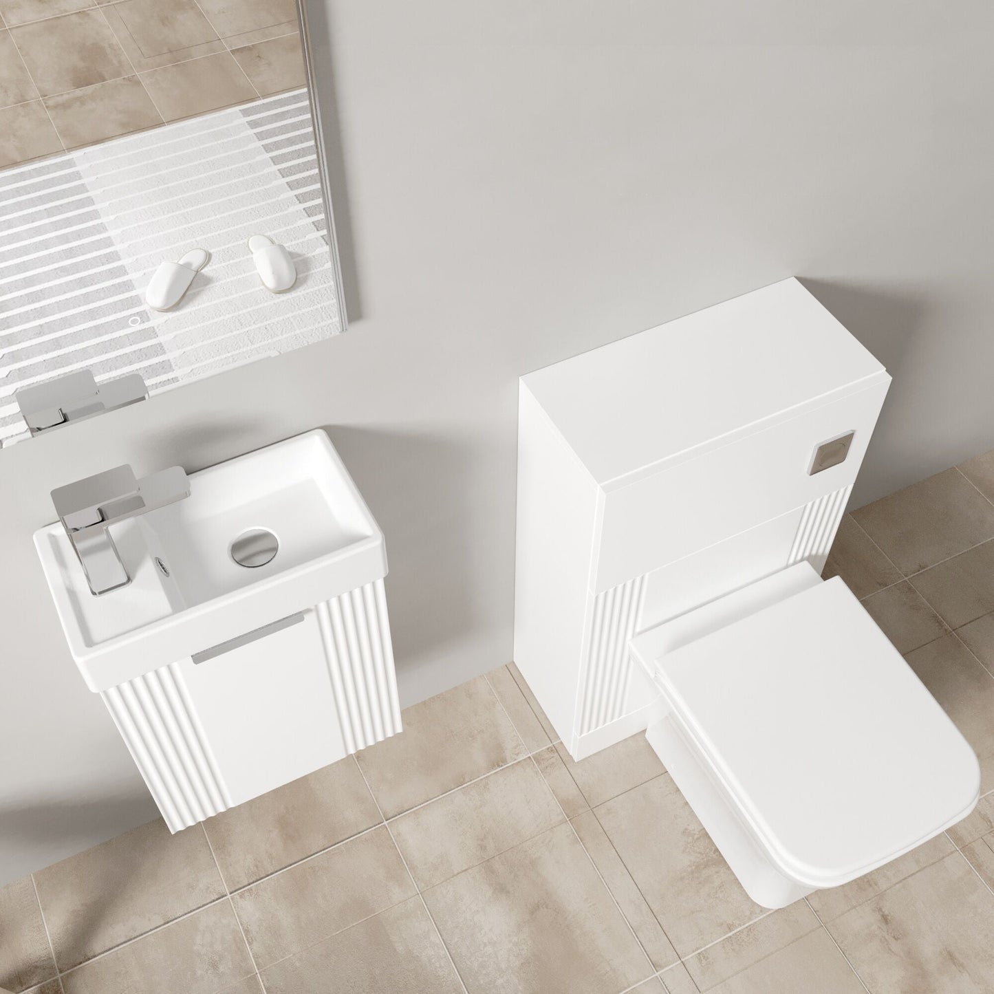 [BFZRE001] Belvide Wall Hung Cloakroom Suite, Vanity Basin Unit, Toilet & Tap - Lifestyle 2