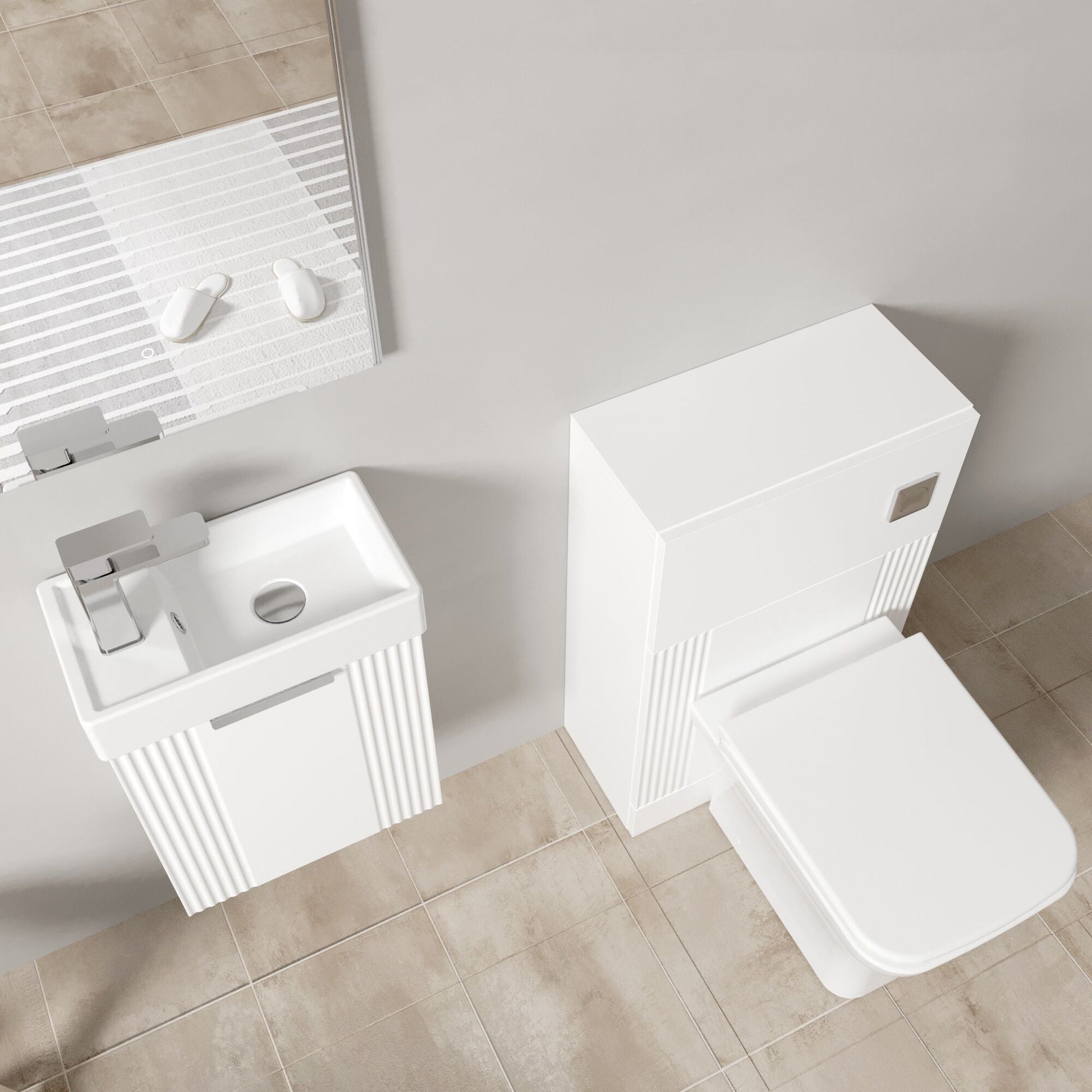[BFZRE001] Belvide Wall Hung Cloakroom Suite, Vanity Basin Unit, Toilet & Tap - Lifestyle 2
