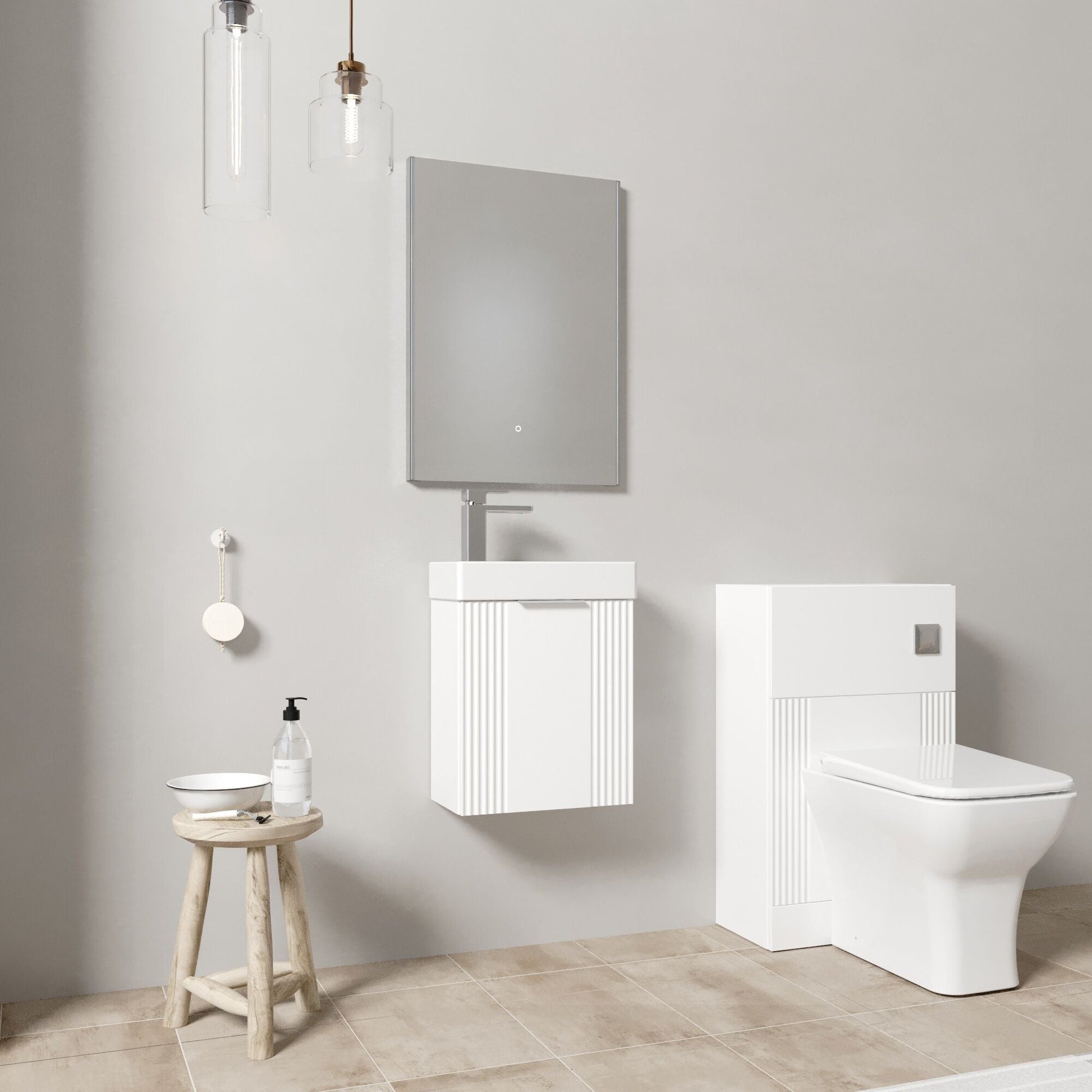 [BFZRE001] Belvide Wall Hung Cloakroom Suite, Vanity Basin Unit, Toilet & Tap - Lifestyle 3