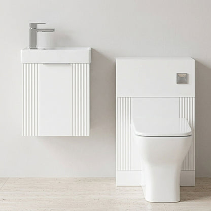 [BFZRE001] Belvide Wall Hung Cloakroom Suite, Vanity Basin Unit, Toilet & Tap - Silo