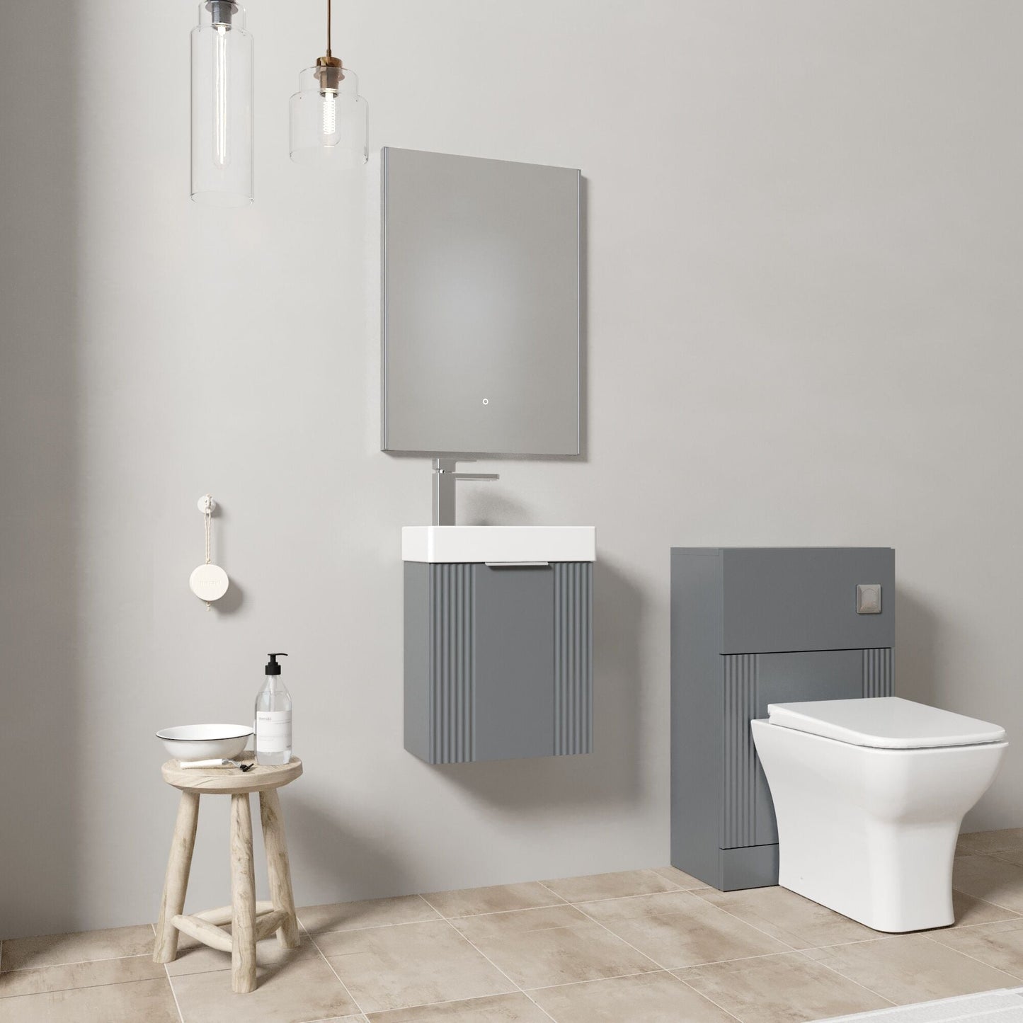 [BFZRE002] Belvide Wall Hung Cloakroom Suite, Vanity Basin Unit, Toilet & Tap - Lifestyle 3