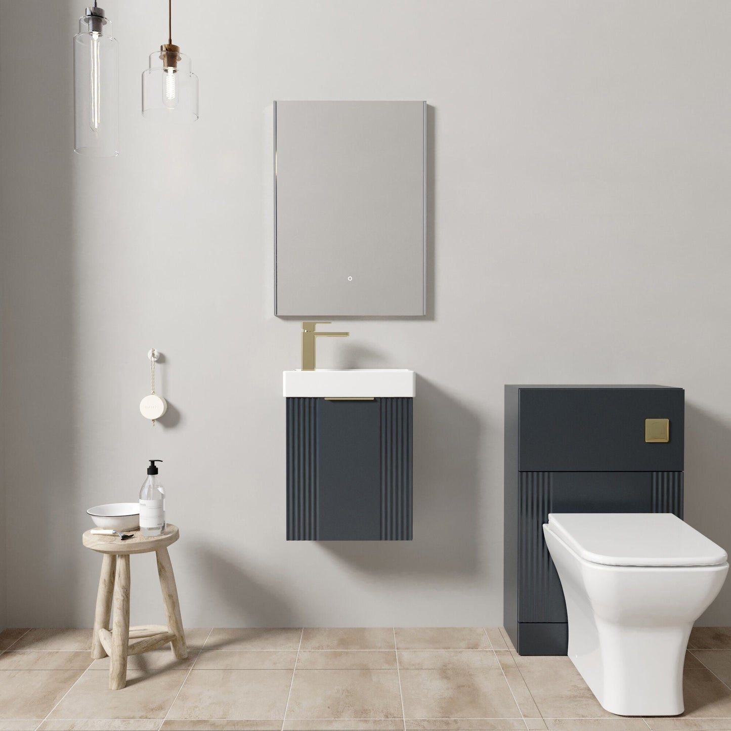 [BFZRE003] Belvide Wall Hung Cloakroom Suite, Vanity Basin Unit, Toilet & Tap - Lifestyle 1