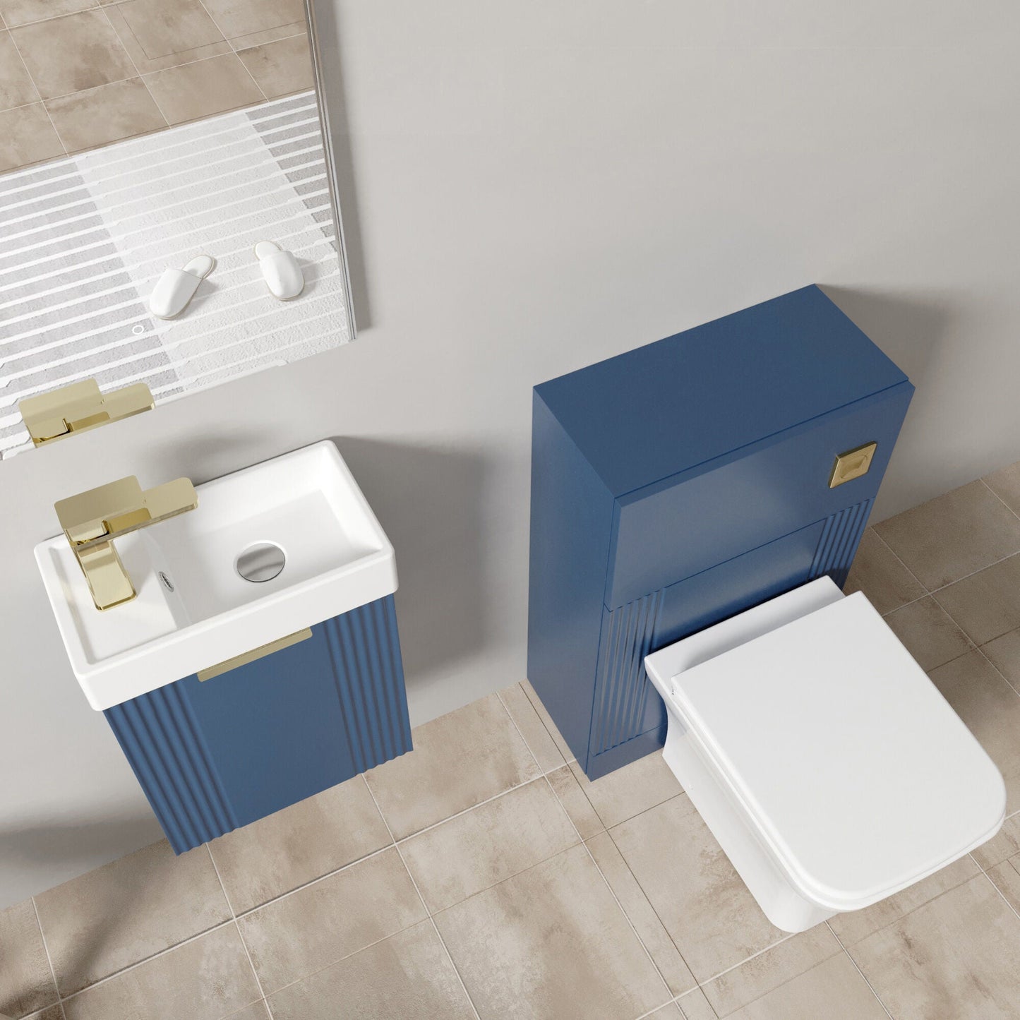 [BFZRE004] Belvide Wall Hung Cloakroom Suite, Vanity Basin Unit, Toilet & Tap - Lifestyle 2
