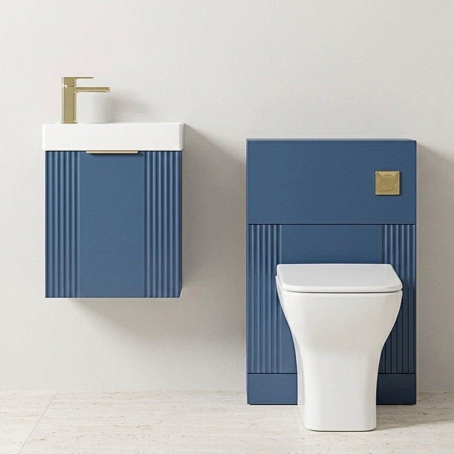 [BFZRE004] Belvide Wall Hung Cloakroom Suite, Vanity Basin Unit, Toilet & Tap - Silo