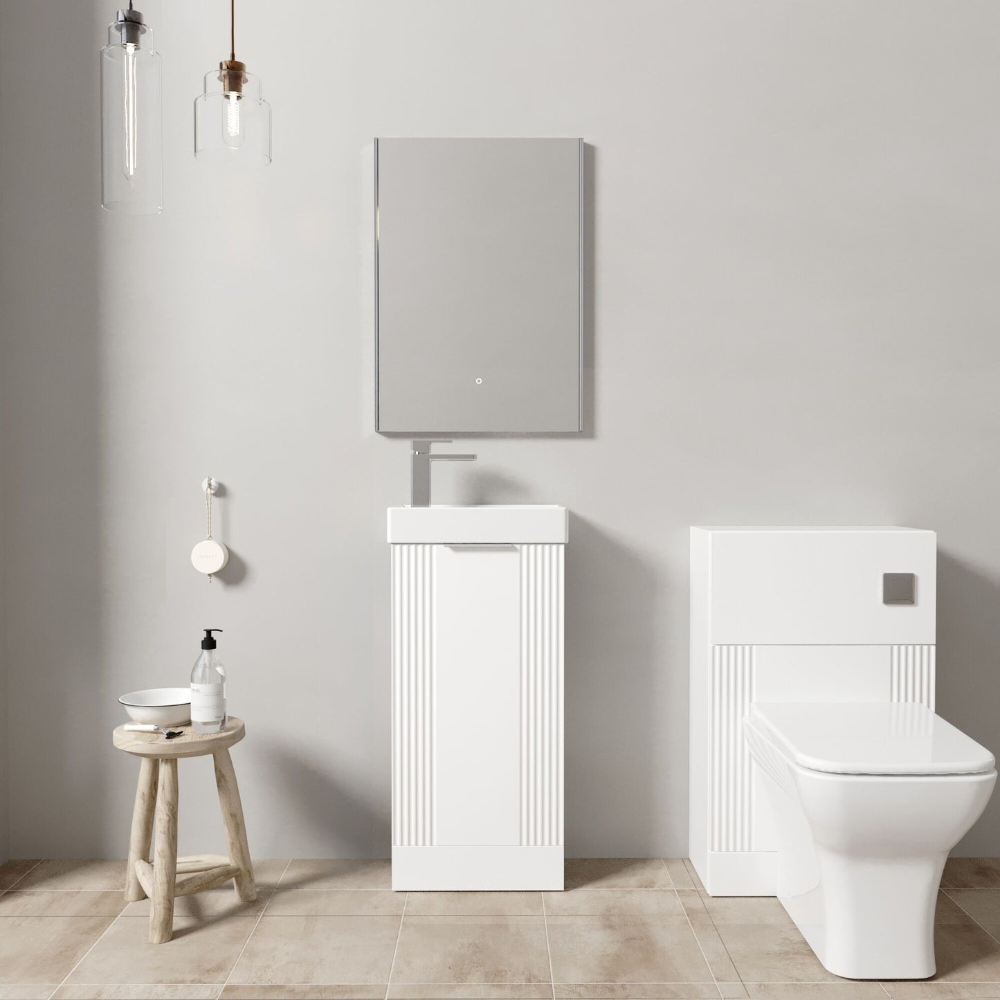 [BFZRE006] Belvide Floor Standing Cloakroom Suite, Vanity Basin Unit, WC Unit, Toilet & Tap - Lifestyle 1