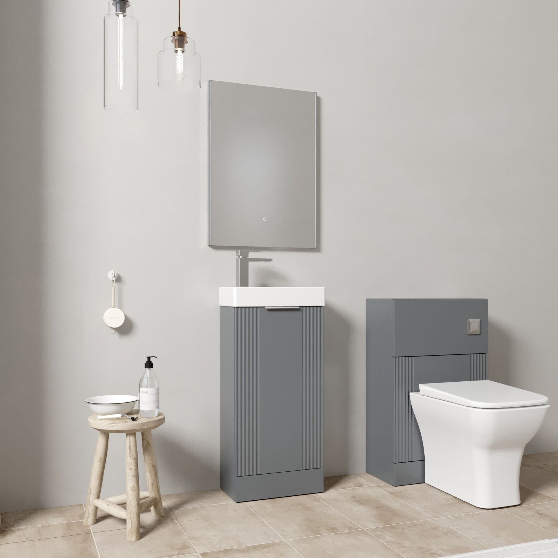 [BFZRE007] Belvide Floor Standing Cloakroom Suite, Vanity Basin Unit, WC Unit, Toilet & Tap - Lifestyle 3