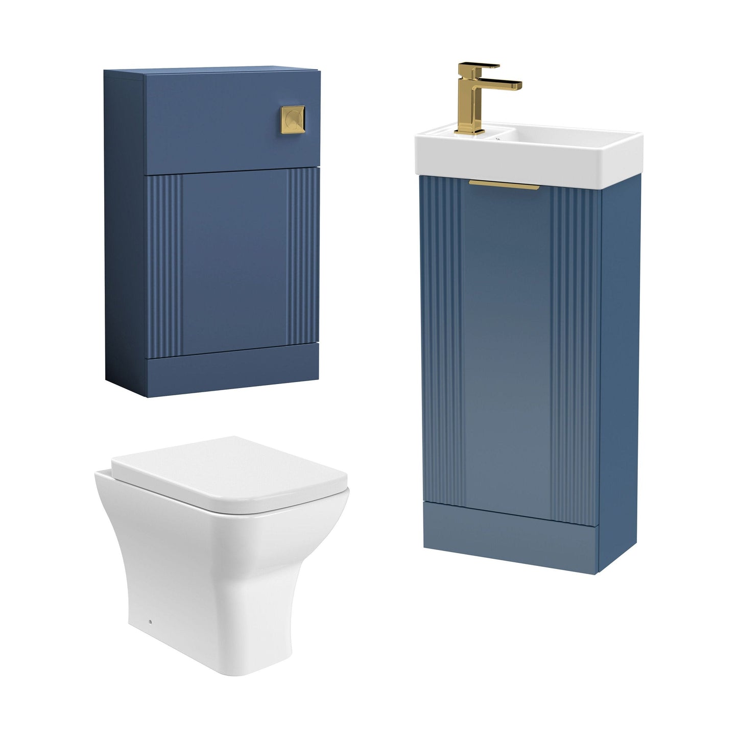 [BFZRE009] Belvide Floor Standing Cloakroom Suite, Vanity Basin Unit, WC Unit, Toilet & Tap - Cutout