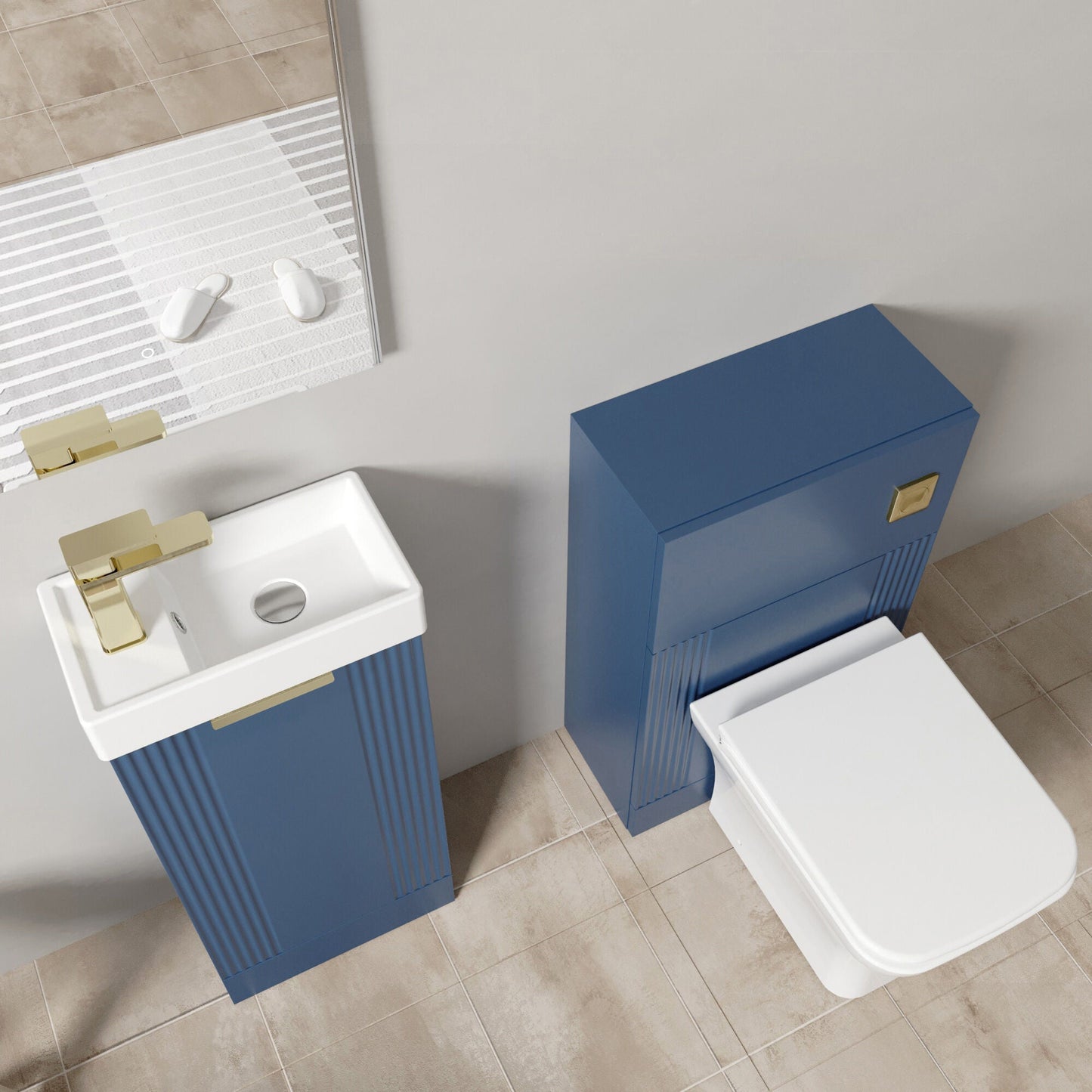 [BFZRE009] Belvide Floor Standing Cloakroom Suite, Vanity Basin Unit, WC Unit, Toilet & Tap - Lifestyle 2