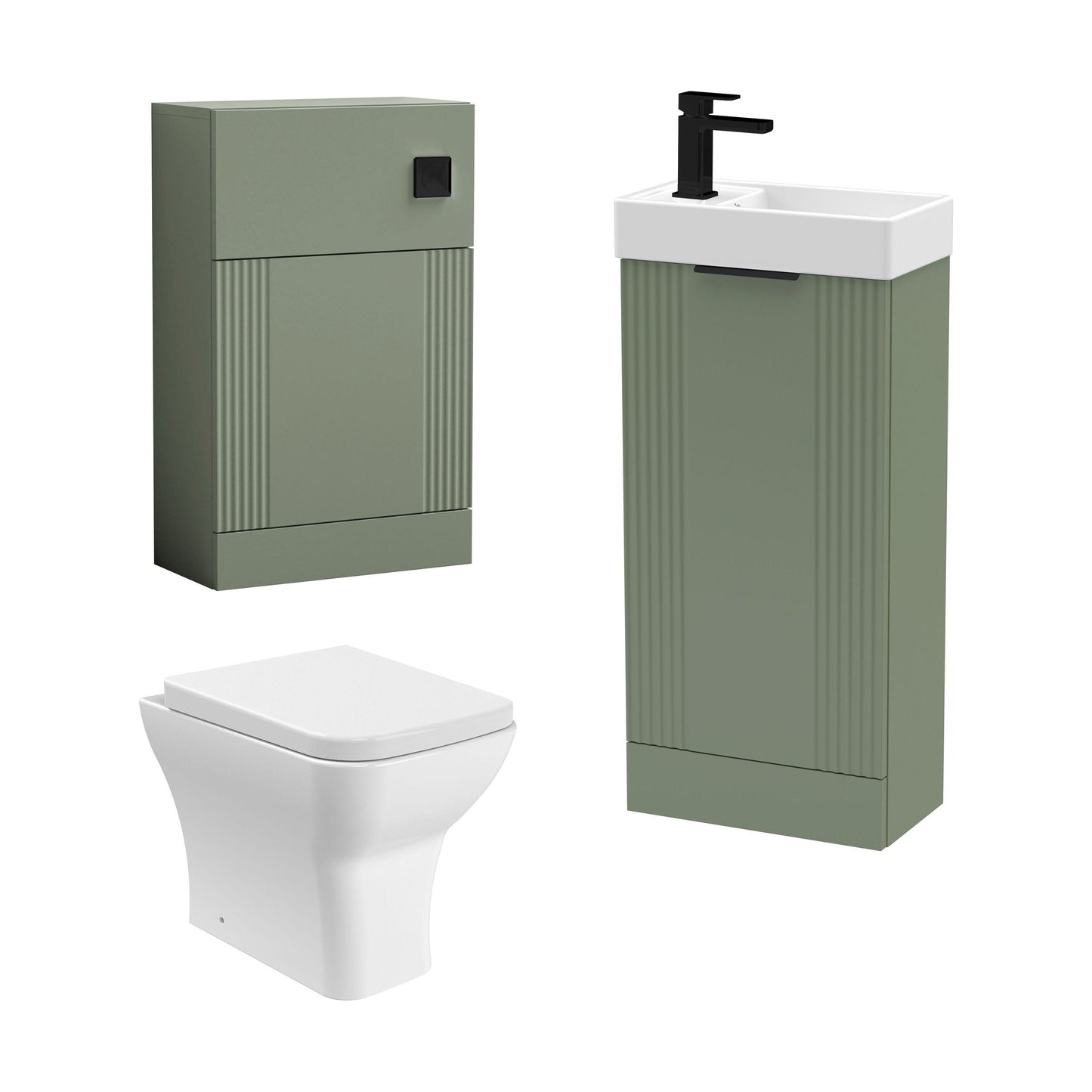 [BFZRE010] Belvide Floor Standing Cloakroom Suite, Vanity Basin Unit, WC Unit, Toilet & Tap - Cutout