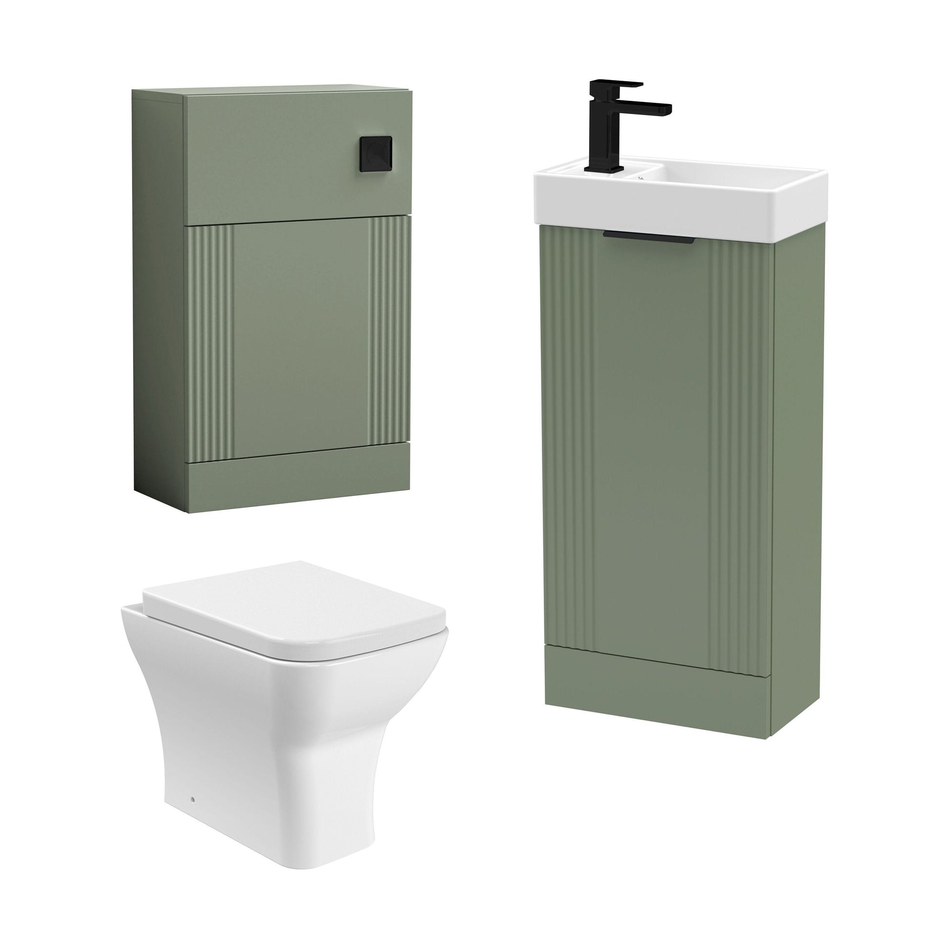 [BFZRE010] Belvide Floor Standing Cloakroom Suite, Vanity Basin Unit, WC Unit, Toilet & Tap - Cutout