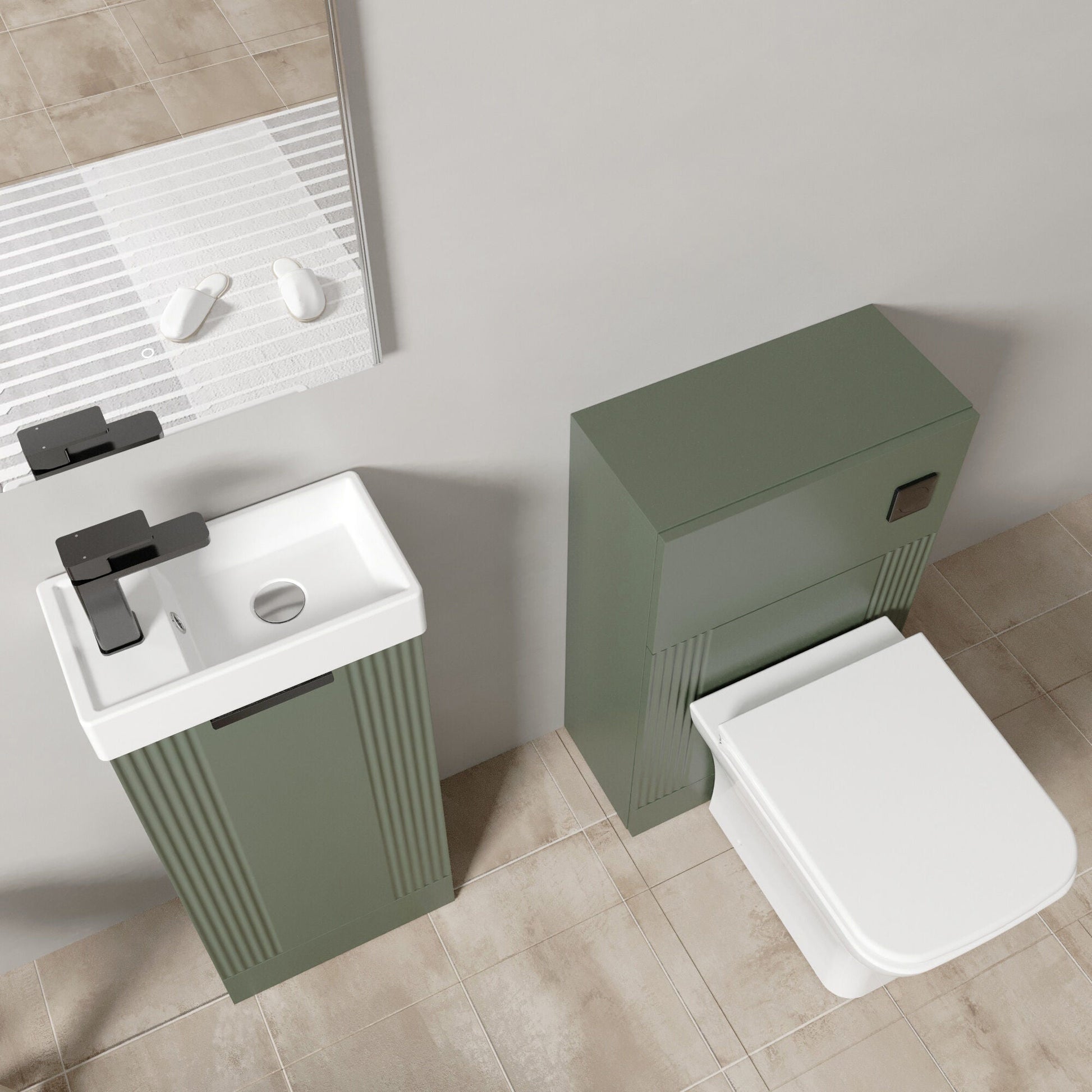 [BFZRE010] Belvide Floor Standing Cloakroom Suite, Vanity Basin Unit, WC Unit, Toilet & Tap - Lifestyle 2