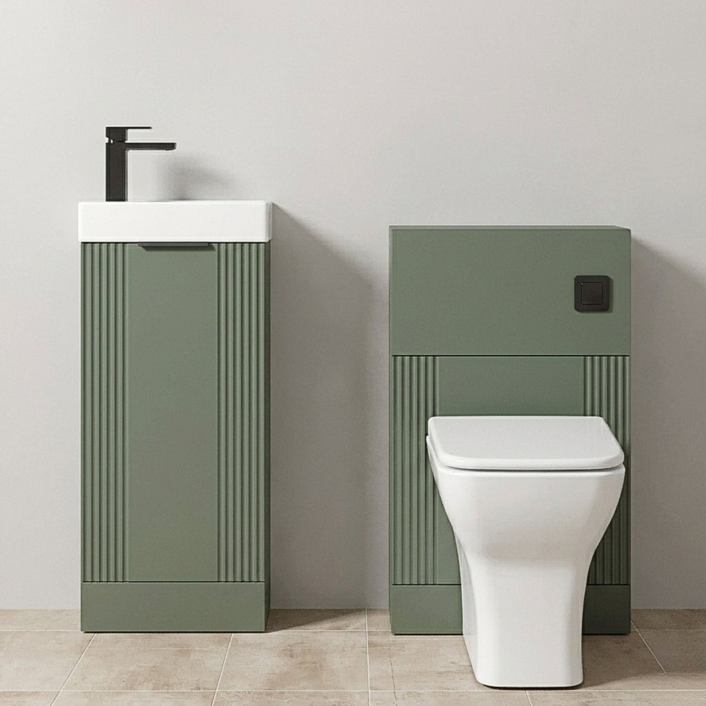 [BFZRE010] Belvide Floor Standing Cloakroom Suite, Vanity Basin Unit, WC Unit, Toilet & Tap - Silo