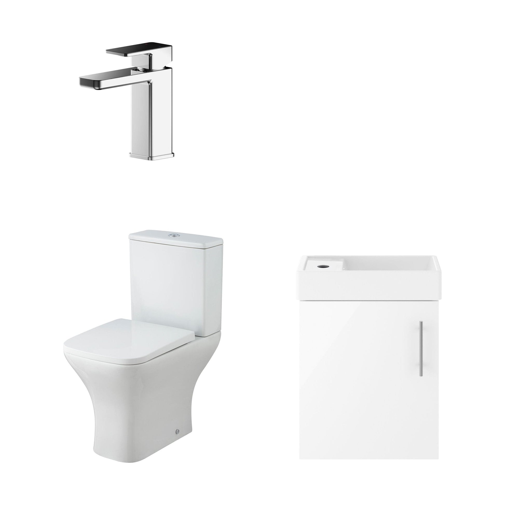 [BFZSA001] Freehay Wall Hung Cloakroom Set, Vanity Basin Unit, Toilet Pan, Cistern, Seat & Mini Basin Tap - Cutout