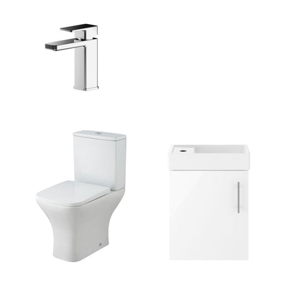[BFZSA001] Freehay Wall Hung Cloakroom Set, Vanity Basin Unit, Toilet Pan, Cistern, Seat & Mini Basin Tap - Cutout