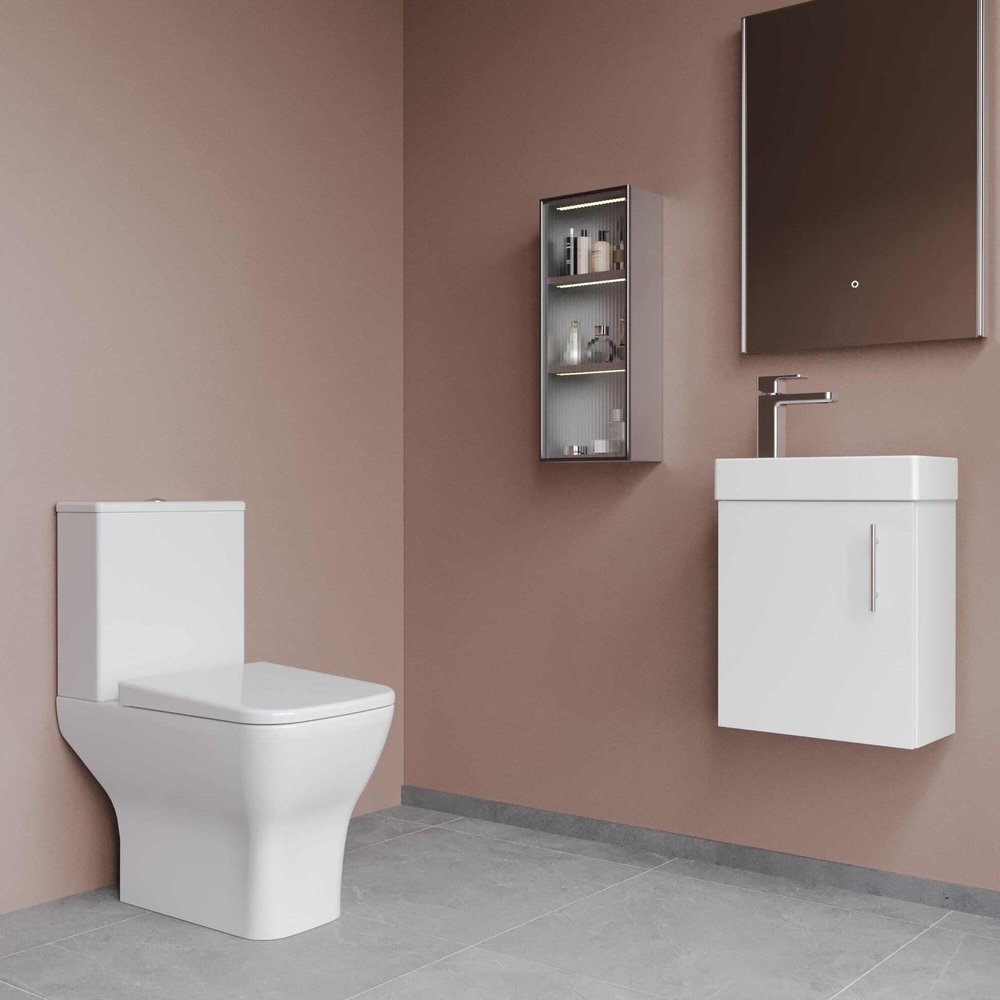 [BFZSA001] Freehay Wall Hung Cloakroom Set, Vanity Basin Unit, Toilet Pan, Cistern, Seat & Mini Basin Tap - Lifestyle 3