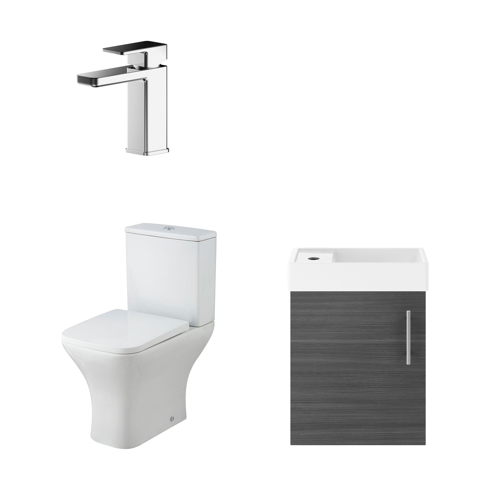 [BFZSA004] Freehay Wall Hung Cloakroom Set, Vanity Basin Unit, Toilet Pan, Cistern, Seat & Mini Basin Tap - Cutout