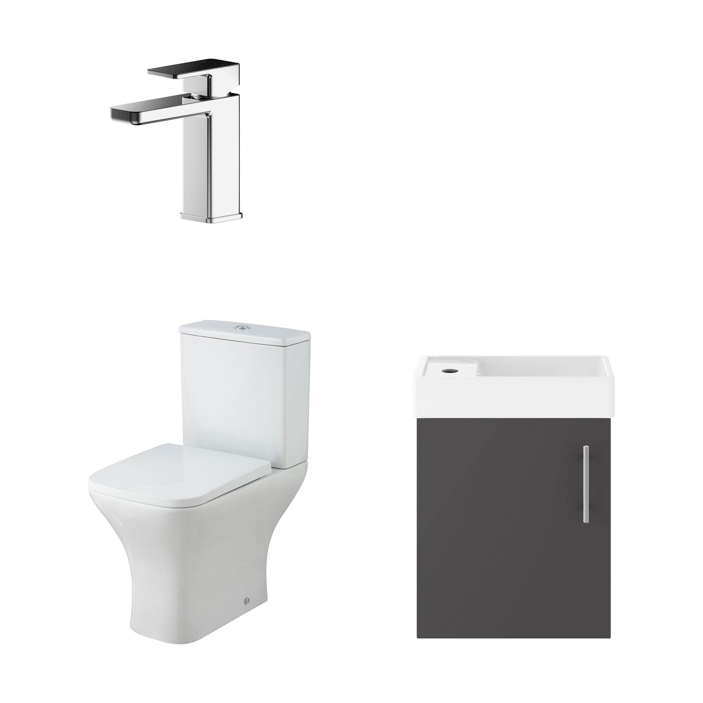 [BFZSA007] Freehay Wall Hung Cloakroom Set, Vanity Basin Unit, Toilet Pan, Cistern, Seat & Mini Basin Tap - Cutout
