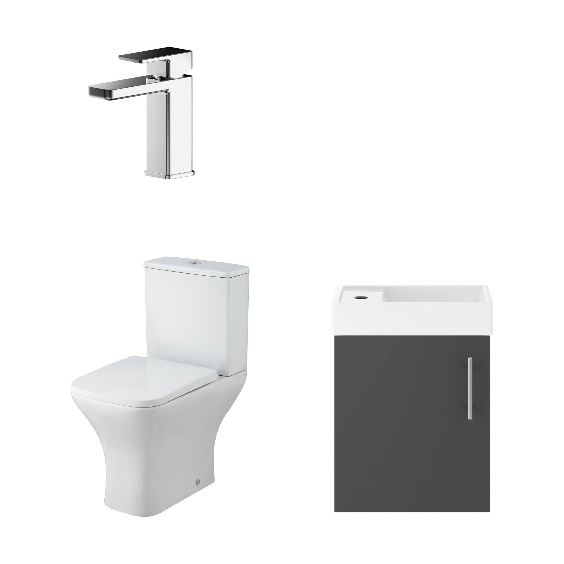 [BFZSA007] Freehay Wall Hung Cloakroom Set, Vanity Basin Unit, Toilet Pan, Cistern, Seat & Mini Basin Tap - Cutout
