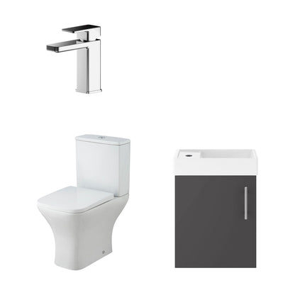 [BFZSA007] Freehay Wall Hung Cloakroom Set, Vanity Basin Unit, Toilet Pan, Cistern, Seat & Mini Basin Tap - Cutout