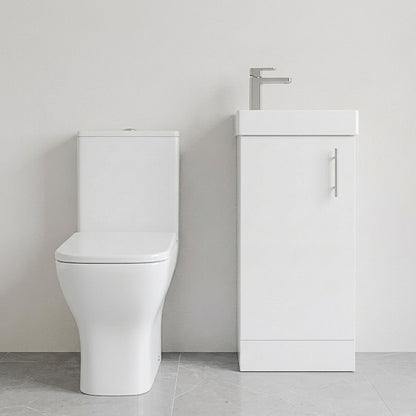 [BFZSA008] Vanity Basin Unit, Tap, and Toilet Set - Gloss White/Chrome - Silo