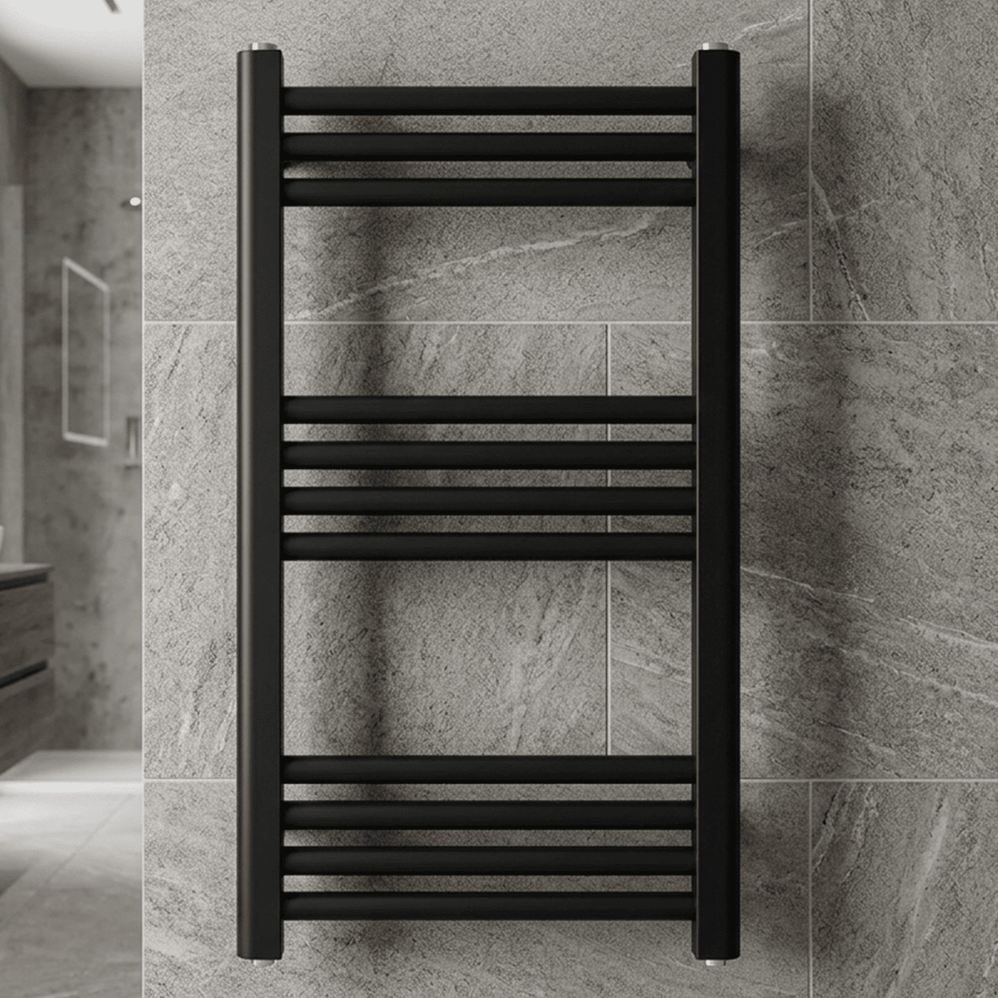 [BH407MB] Straight Heated Heated Towel Rail Radiator, 337W, 400 x 700mm, Matt Black - Silo