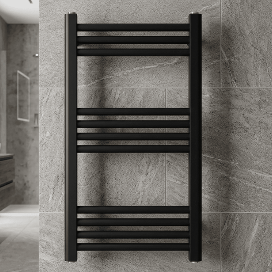 [BH407MB] Straight Heated Heated Towel Rail Radiator, 337W, 400 x 700mm, Matt Black - Silo