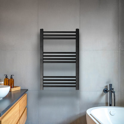 [BH507MB] Yarnfield Straight Heated Rail Dual Fuel Towel Warmer, 500mm - Choice of Size and Colour - Lifestyle 1