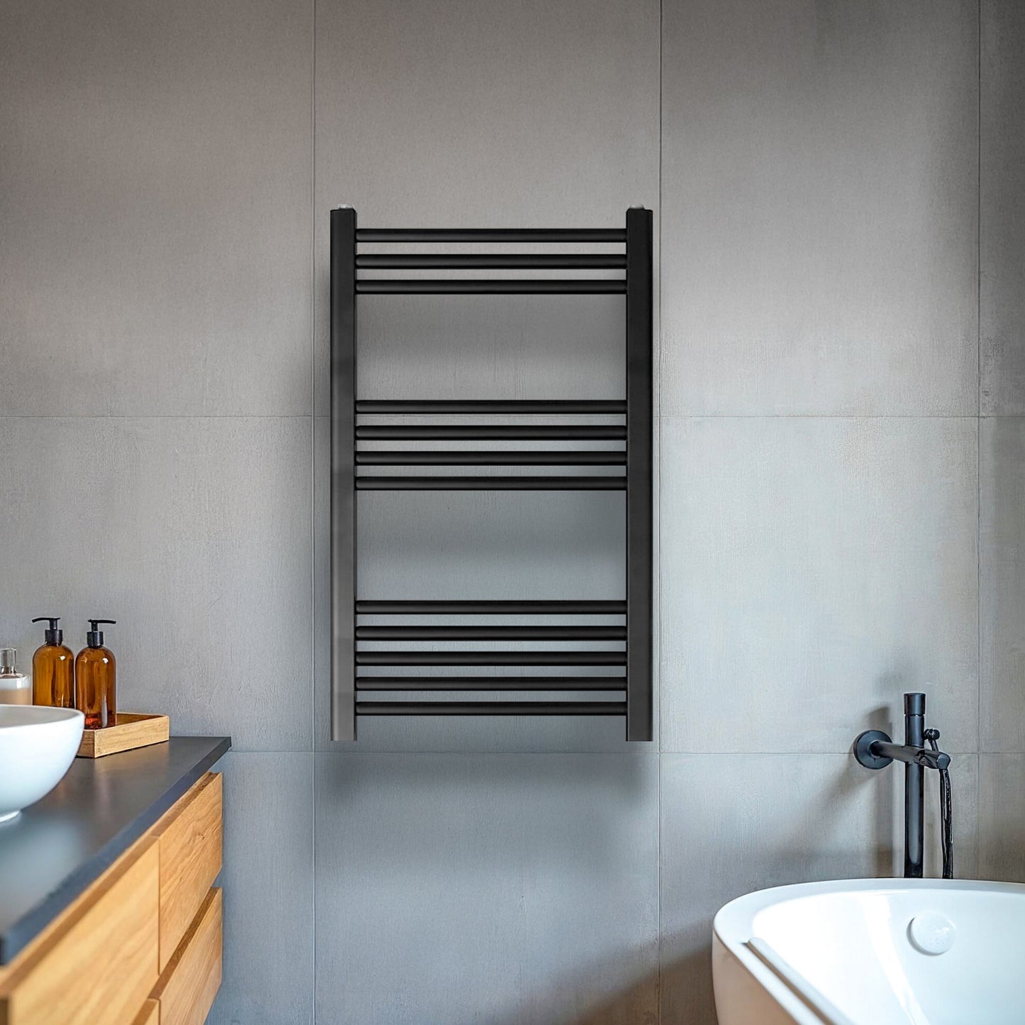 [BH508ANT] Yarnfield Straight Heated Rail Dual Fuel Towel Warmer, 500mm - Choice of Size and Colour - Lifestyle 1