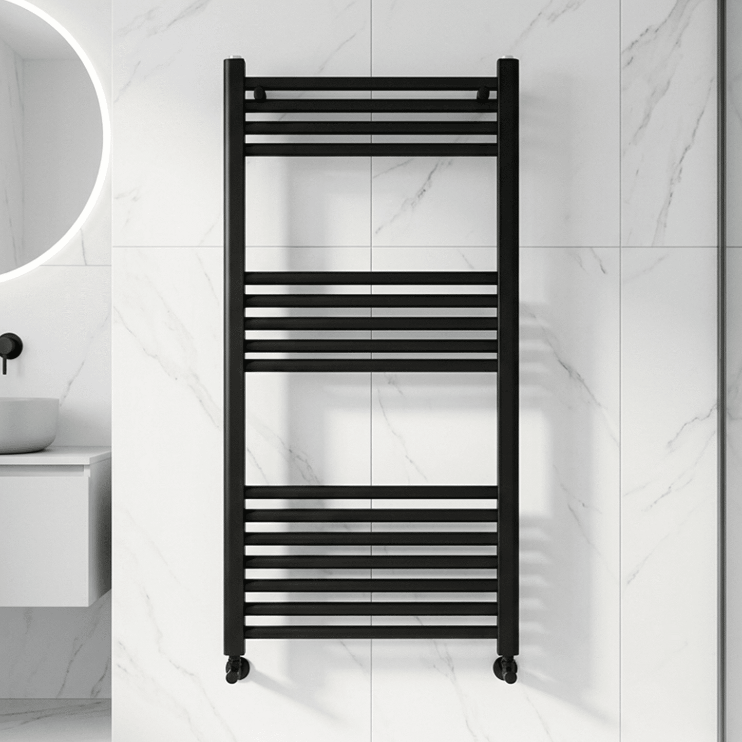 [BH508ANT] Yarnfield Straight Heated Rail Dual Fuel Towel Warmer, 500mm - Choice of Size and Colour - Silo